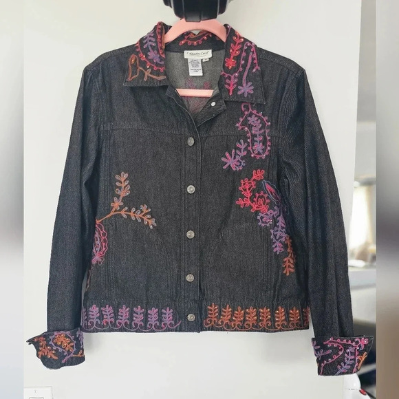 BOHO EMBROIDERED DENIM JACKET - Picture 1 of 5